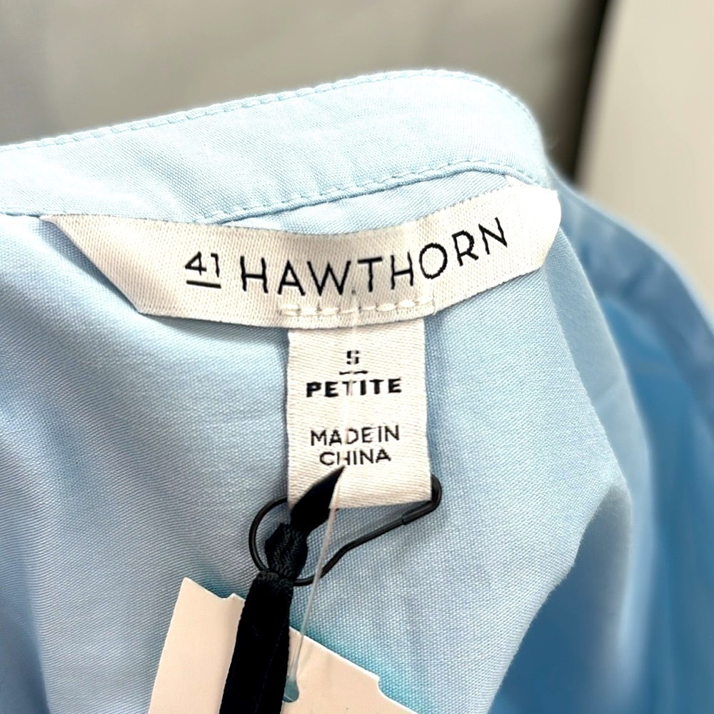 NWT 41 Hawthorn blue Henley blouse small petite - Picture 9 of 13